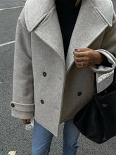 Aurohaya Women’s Oversized Double Breasted Peacoat with Pockets Elegant Casual Winter Coat